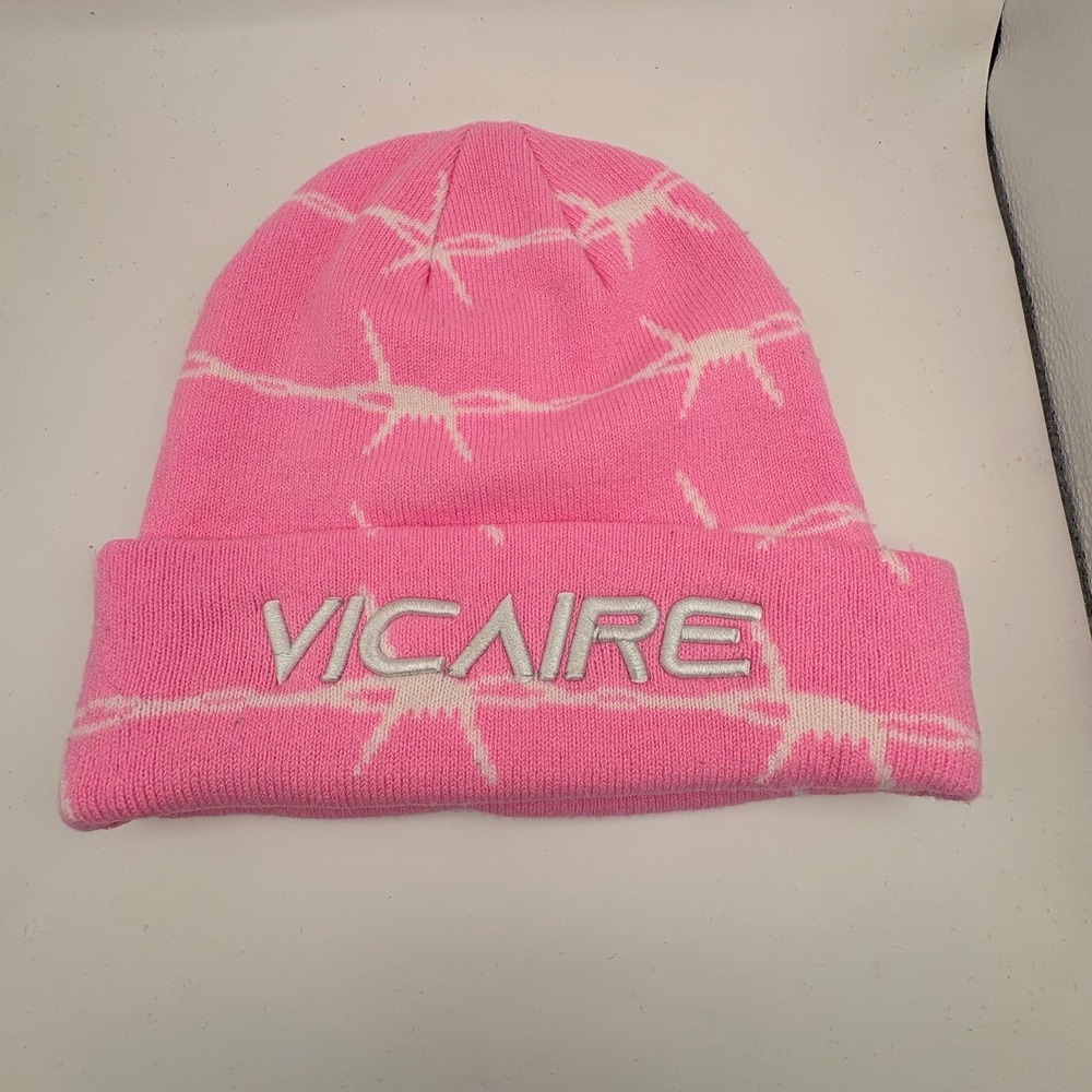 VICAIRE Restraint‎ Designer Pink Barbed Wire Knit Beanie Winter Warmstreetwear
